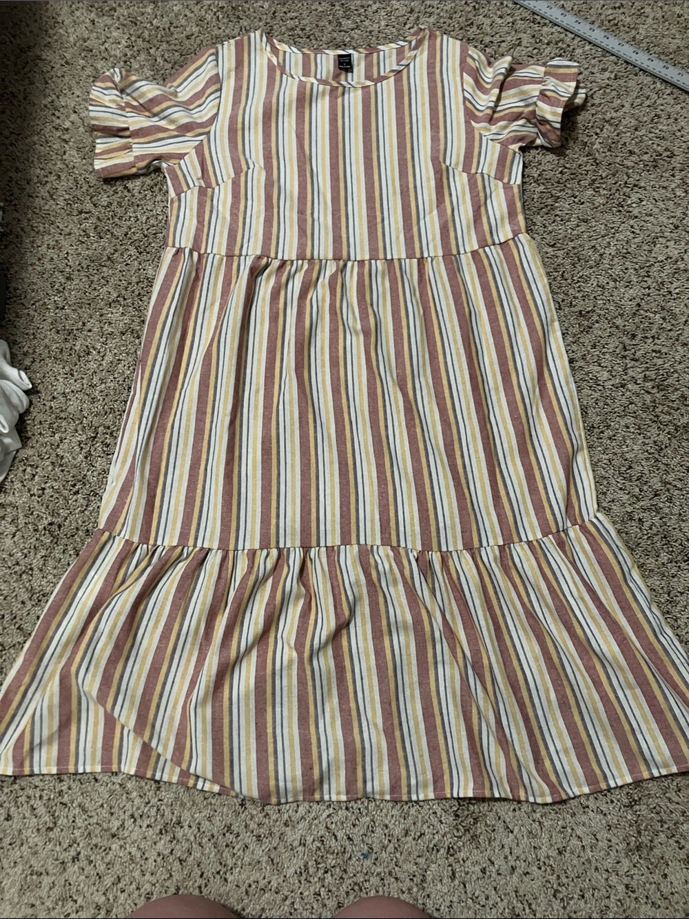 Everyday Striped Ruffle-Hem Casual Dress - Multicolor Stripe